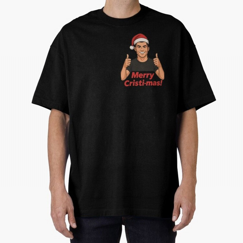 Merry Cristi-mas! CR7 Xmas holiday cheer Oversized T-Shirt Remember FIFA World Cup 2026 Group Stage for Fans of Messi, Neymar and Mbappe and Portugal, Spain and Germany, Bringing Football History, Final Match Energy, Crowd Noise and Once in a