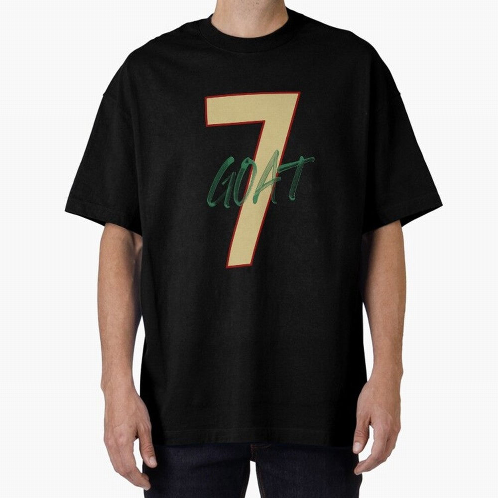 Cristiano Ronaldo 7 GOAT Football Legend Poster Art Oversized T-Shirt Bring a Vintage Feel to the FIFA World Cup 2026 Journey through Neymar, Haaland and Cristiano Ronaldo Highlights, Portugal, Spain and Germany Pride, Fan Favorite Moments,