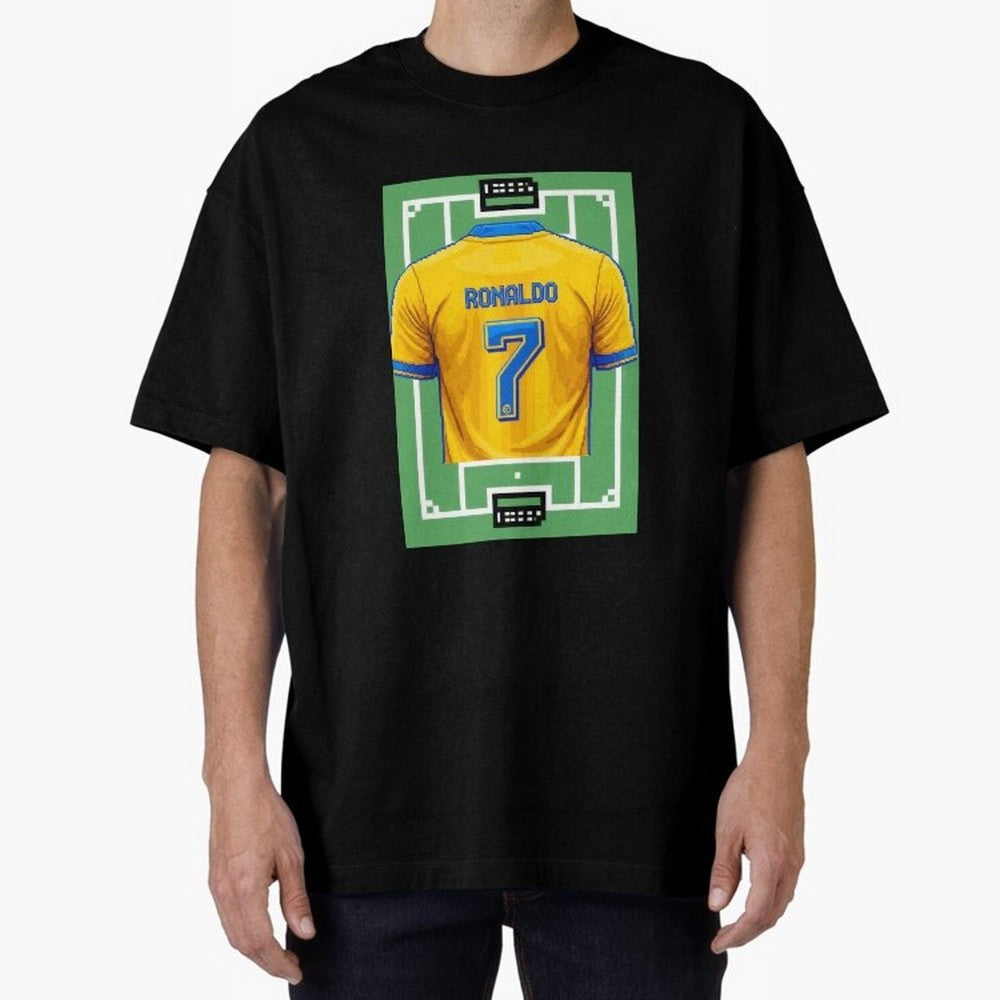 Cristiano Ronaldo Al-Nassr 8-Bit Soccer Football Oversized T-Shirt Keep the Match Day Mood of the FIFA World Cup 2026 Journey through Mbappe Highlights, England Pride, Stadium Memories, Football Loyalty, International Chants and Championship
