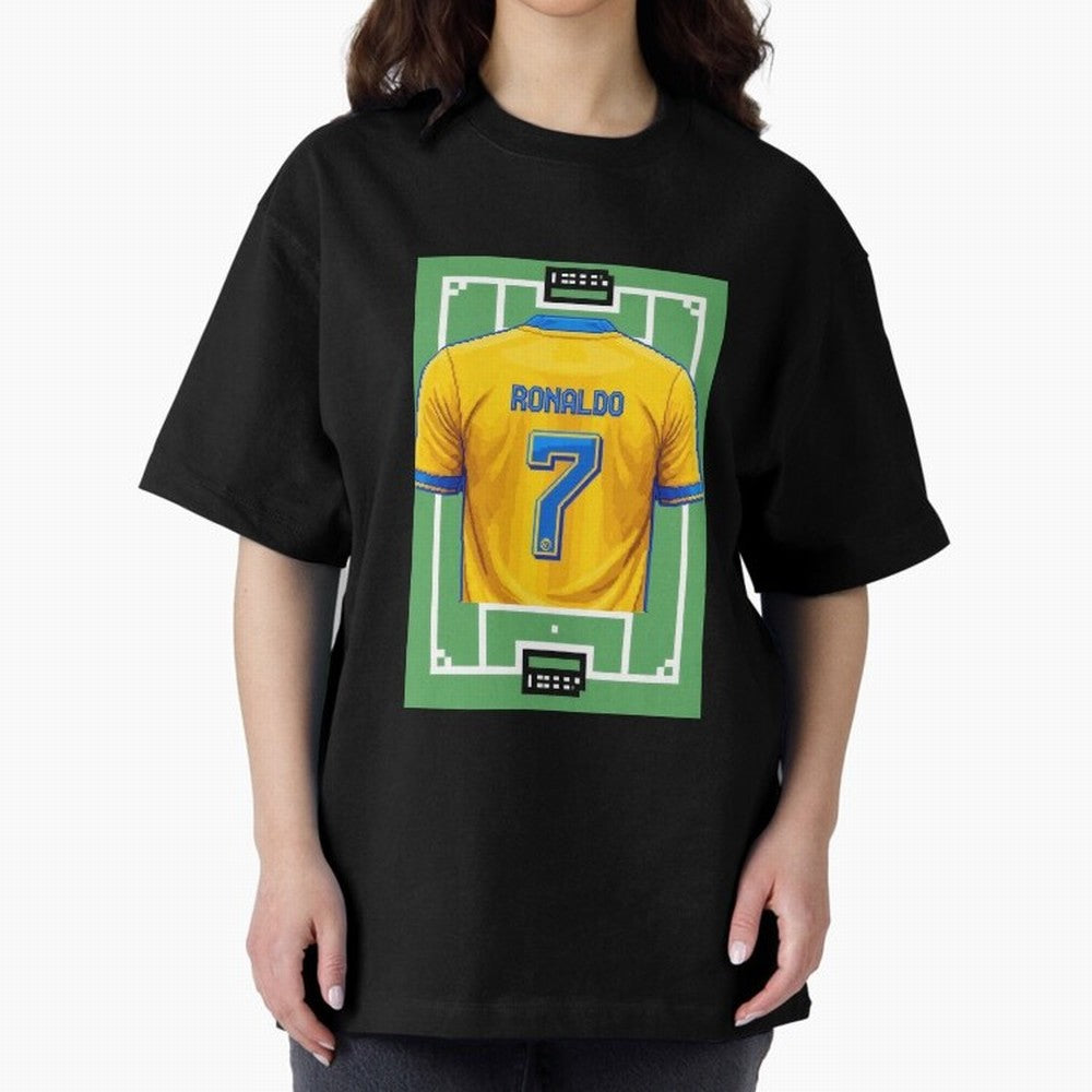 Cristiano Ronaldo Al-Nassr 8-Bit Soccer Football Oversized T-Shirt Keep the Match Day Mood of the FIFA World Cup 2026 Journey through Mbappe Highlights, England Pride, Stadium Memories, Football Loyalty, International Chants and Championship
