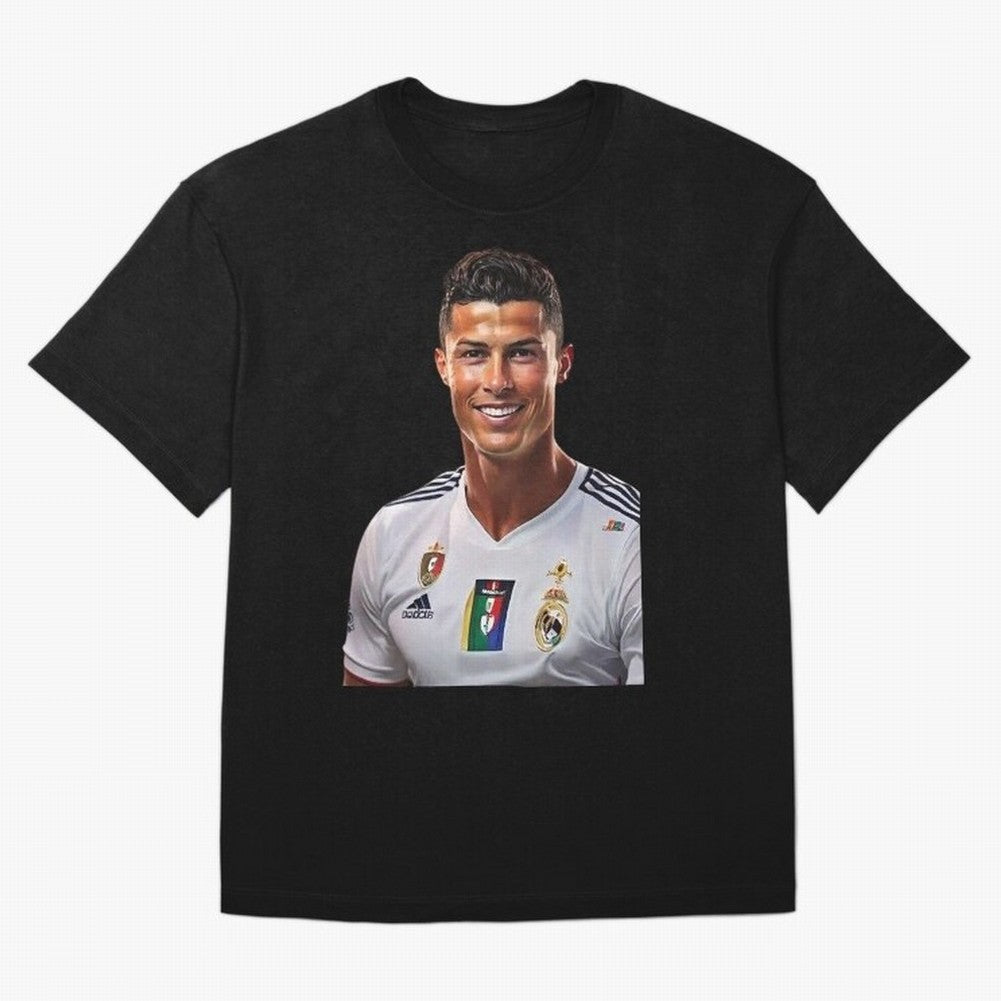 smiling Cristiano Ronaldo Oversized T-Shirt Back Your Heroes with Global Football Passion for FIFA World Cup 2026 Group Stage, Celebrating Messi and Cristiano Ronaldo, England and Germany, Stadium Chants, National Pride, Trophy Dreams and