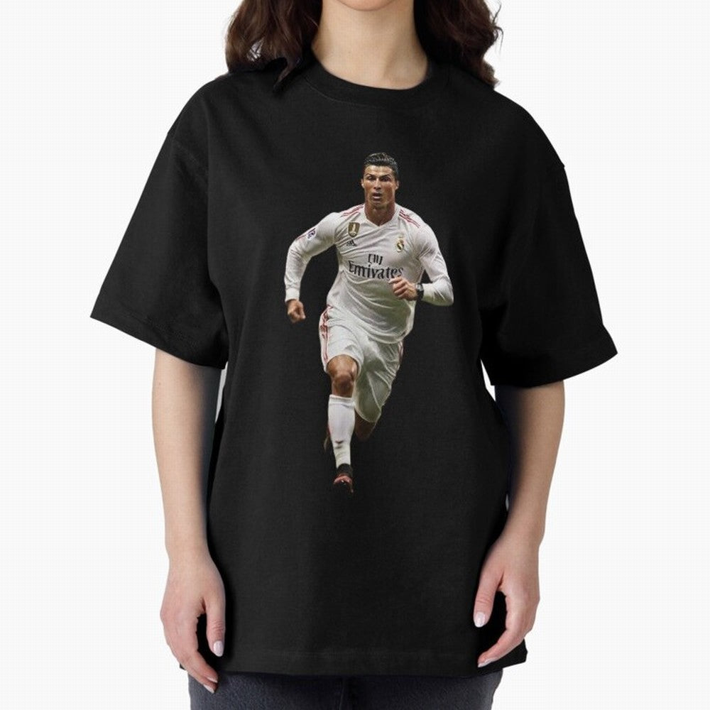 Cristiano Ronaldo runner Oversized T-Shirt Celebrate Rivalries and Pride in Global Football Passion for FIFA World Cup 2026 USA Canada Mexico, Connected to Haaland, Germany, Football Festival Excitement, Trophy Ambitions, Country Rivalries and Star
