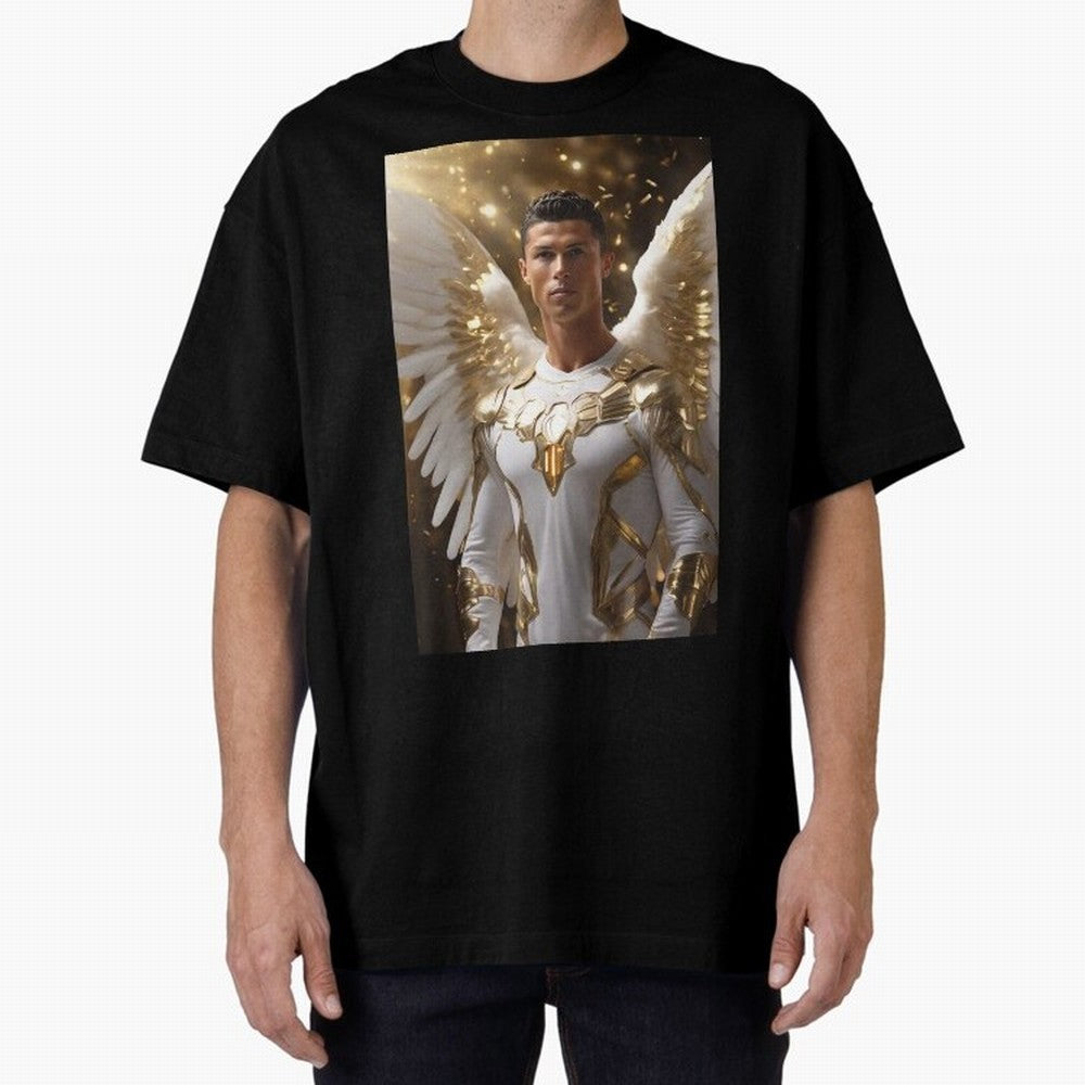 Cristiano Ronaldo angel 1 Oversized T-Shirt Feel International Energy from FIFA World Cup 2026 USA Canada Mexico Spirit, Centered on Netherlands, Haaland and Mbappe, Championship Spirit, Famous Goals, Roaring Crowds and International Football