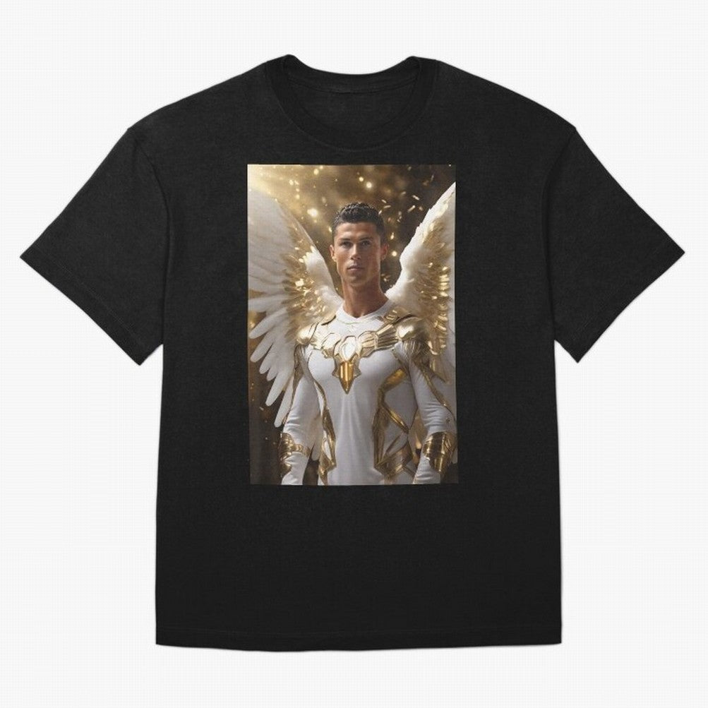 Cristiano Ronaldo angel 1 Oversized T-Shirt Feel International Energy from FIFA World Cup 2026 USA Canada Mexico Spirit, Centered on Netherlands, Haaland and Mbappe, Championship Spirit, Famous Goals, Roaring Crowds and International Football