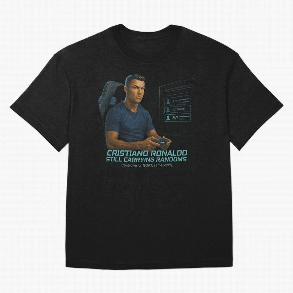 Cristiano Gamer Mode ¡ª Still Carrying Randoms Oversized T-Shirt Enjoy Global Football Passion for FIFA World Cup 2026 USA Canada Mexico, Capturing Messi and Cristiano Ronaldo, Argentina, Soccer Culture, Superstar Moments, National Team Dreams and