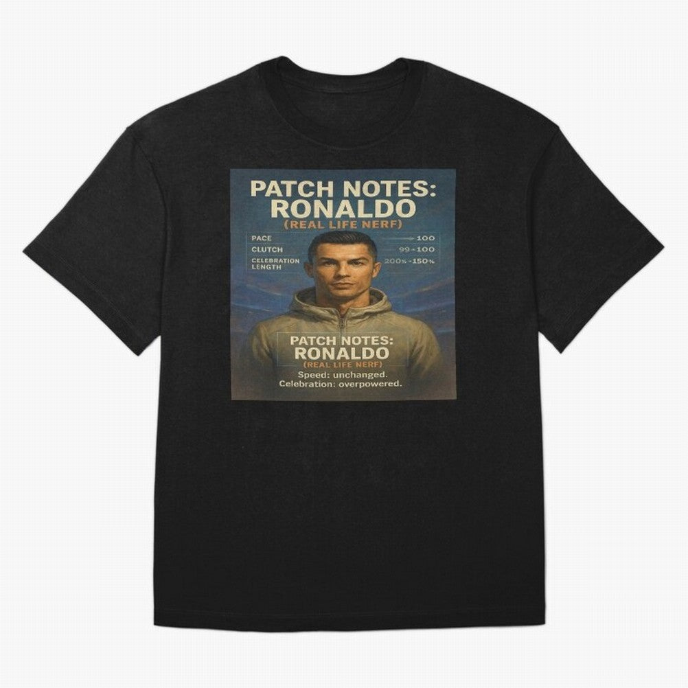 Patch Notes Cristiano Ronaldo ¡ª Real Life Nerf Football Gamer Oversized T-Shirt Capture FIFA World Cup 2026 Spirit, Filled with Germany, Haaland and Mbappe, Supporter Pride, Iconic Celebrations, Legendary Names and Global Match Day Energy; Great