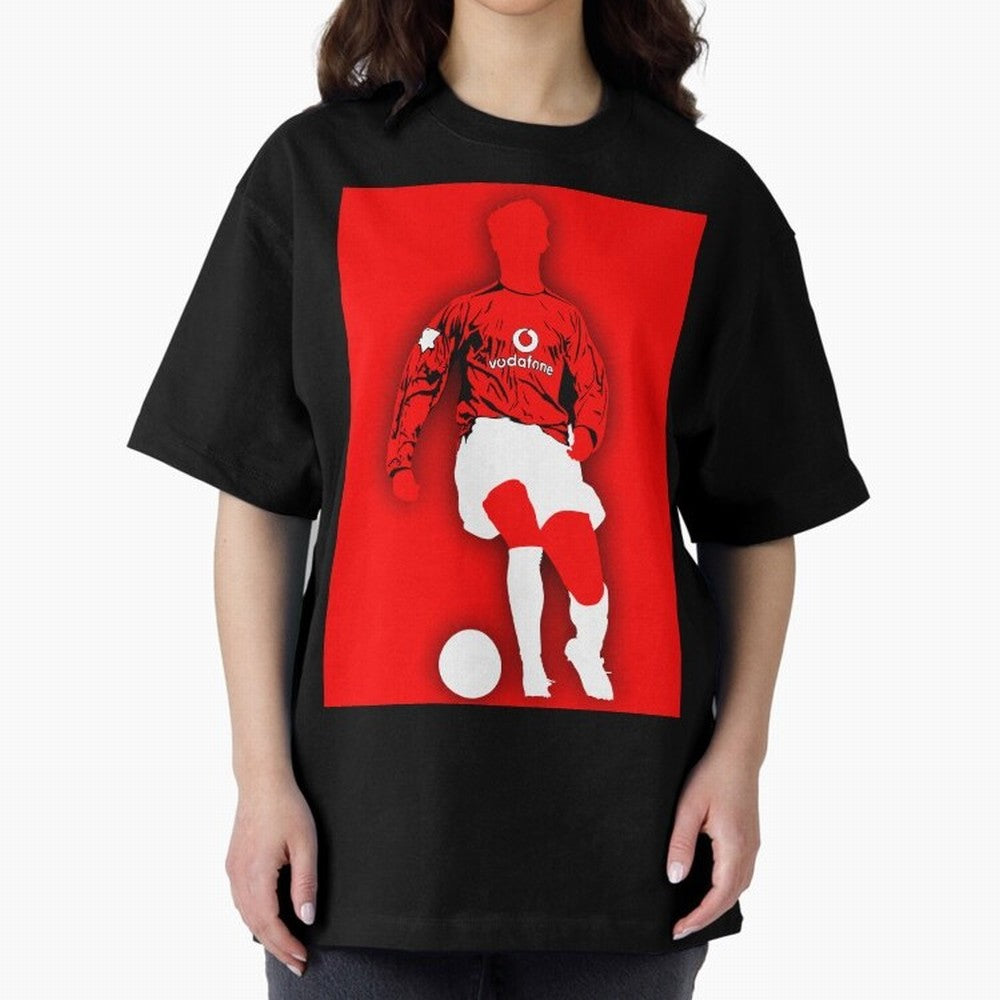 Cristiano Ronaldo Manchester United Silhouette ¨C Legendary Red Devil Artwork by GrizzlyGFX Oversized T-Shirt Stand Proud for the FIFA World Cup 2026 USA Canada Mexico Journey through Messi and Cristiano Ronaldo Highlights, England and Germany