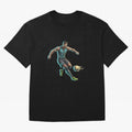 Cyberpunk Cristiano Ronaldo: Futuristic CR7 Kicking Glowing Soccer Ball Fan Art Oversized T-Shirt Keep Football History Alive during the FIFA World Cup 2026 Group Stage Journey through Messi Highlights, France Pride, Vintage Soccer Flavor, Modern