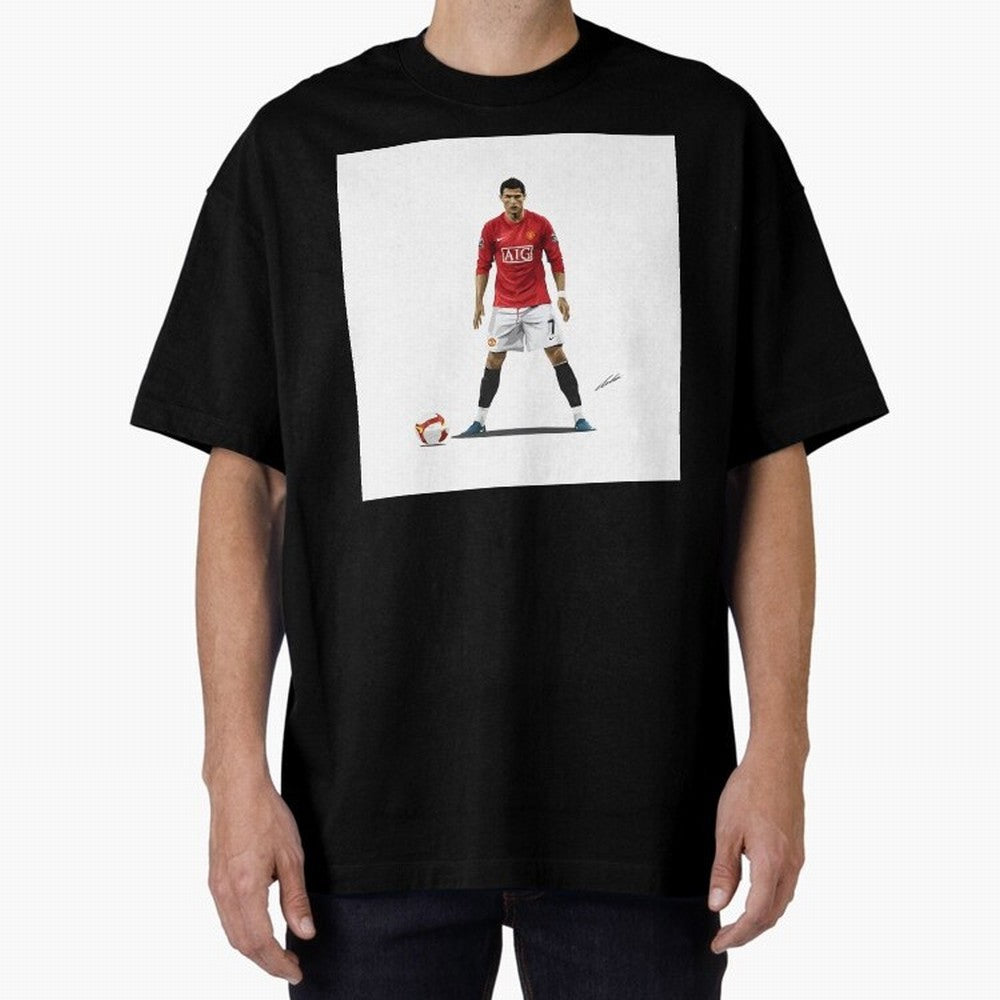 Cristiano Ronaldo CR7 Man Utd Oversized T-Shirt Join the Countdown to FIFA World Cup 2026 USA Canada Mexico for Fans of CR7 and Brazil, Bringing Vintage Soccer Flavor, Modern Football Stars, National Flags and Final Night Emotion; Made for Die Hard