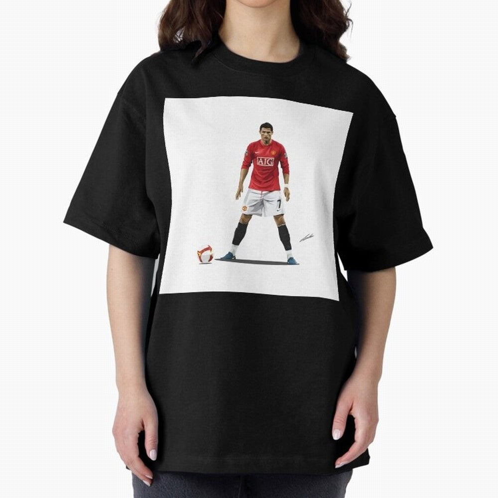 Cristiano Ronaldo CR7 Man Utd Oversized T-Shirt Join the Countdown to FIFA World Cup 2026 USA Canada Mexico for Fans of CR7 and Brazil, Bringing Vintage Soccer Flavor, Modern Football Stars, National Flags and Final Night Emotion; Made for Die Hard