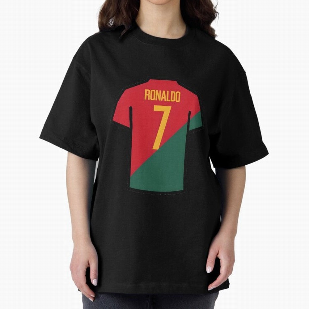 Ronaldo Portugal Jersey Oversized T-Shirt Bring a Vintage Feel to the FIFA World Cup 2026 Journey through Messi, CR7 and Mbappe Highlights, England and Germany Pride, Fan Favorite Moments, National Team Passion, Big Match Drama and Soccer History;