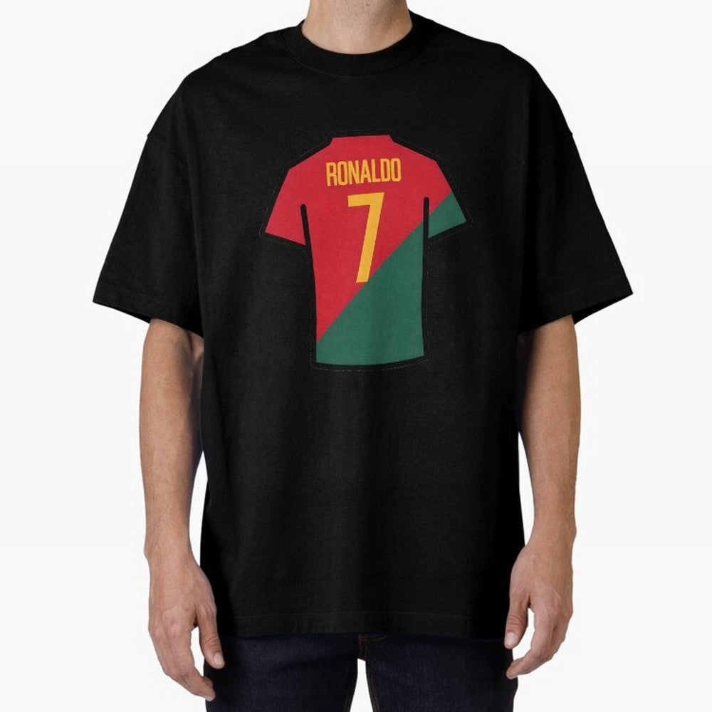 Ronaldo Portugal Jersey Oversized T-Shirt Bring a Vintage Feel to the FIFA World Cup 2026 Journey through Messi, CR7 and Mbappe Highlights, England and Germany Pride, Fan Favorite Moments, National Team Passion, Big Match Drama and Soccer History;