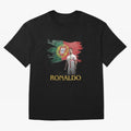 Cristiano Ronaldo - Portugal Flag Tribute (SIUUU!) Oversized T-Shirt Remember Match Day Hype around FIFA World Cup 2026 Group Stage, Mbappe, Brazil, Vintage Soccer Flavor, Modern Football Stars, National Flags and Final Night Emotion; Ideal for