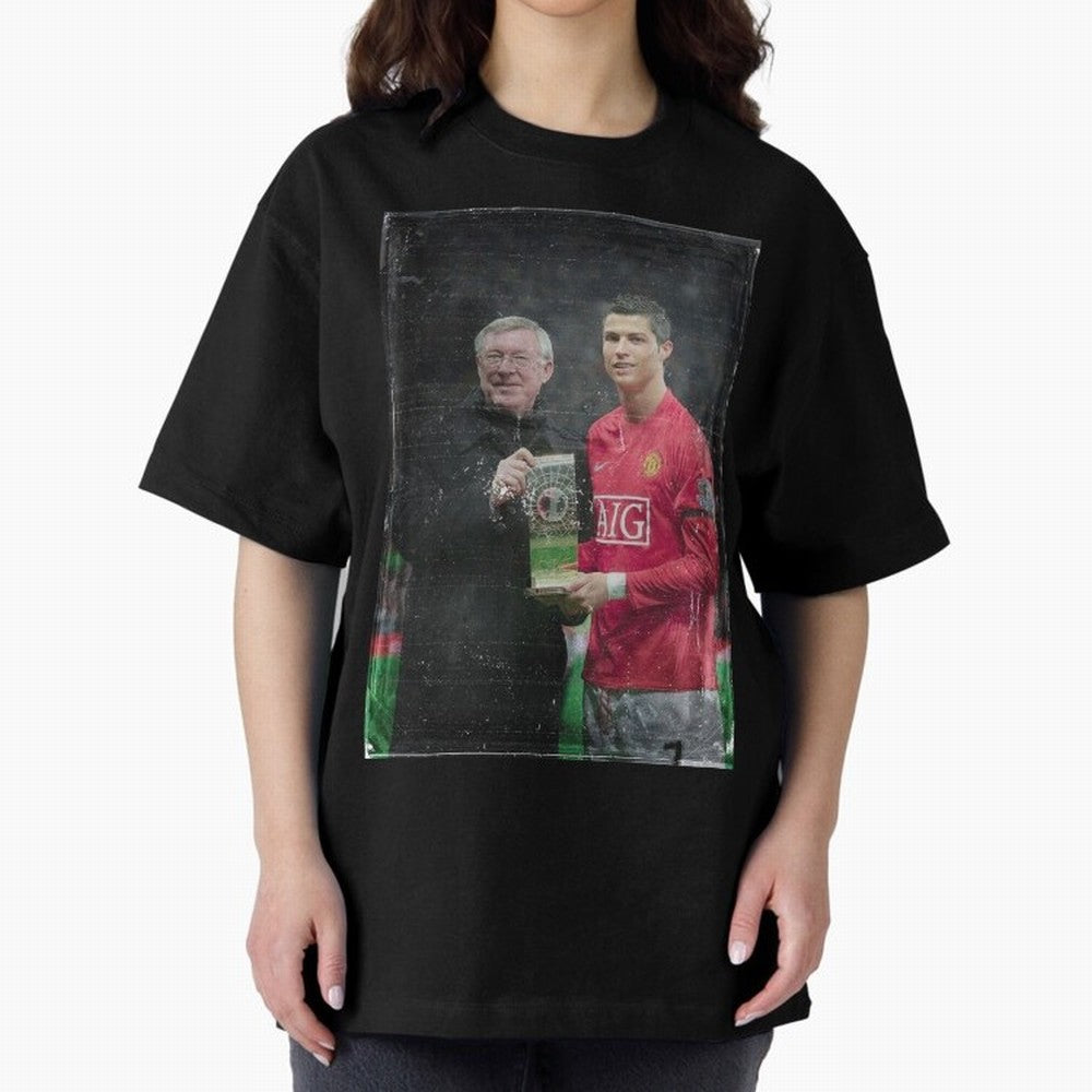 Cristiano Ronaldo and Sir Alex Ferguson Oversized T-Shirt Celebrate the FIFA World Cup 2026 Journey through Mbappe and Neymar Highlights, Brazil, Portugal and Argentina Pride, Match Day Excitement, Supporter Culture, Golden Goals and Global