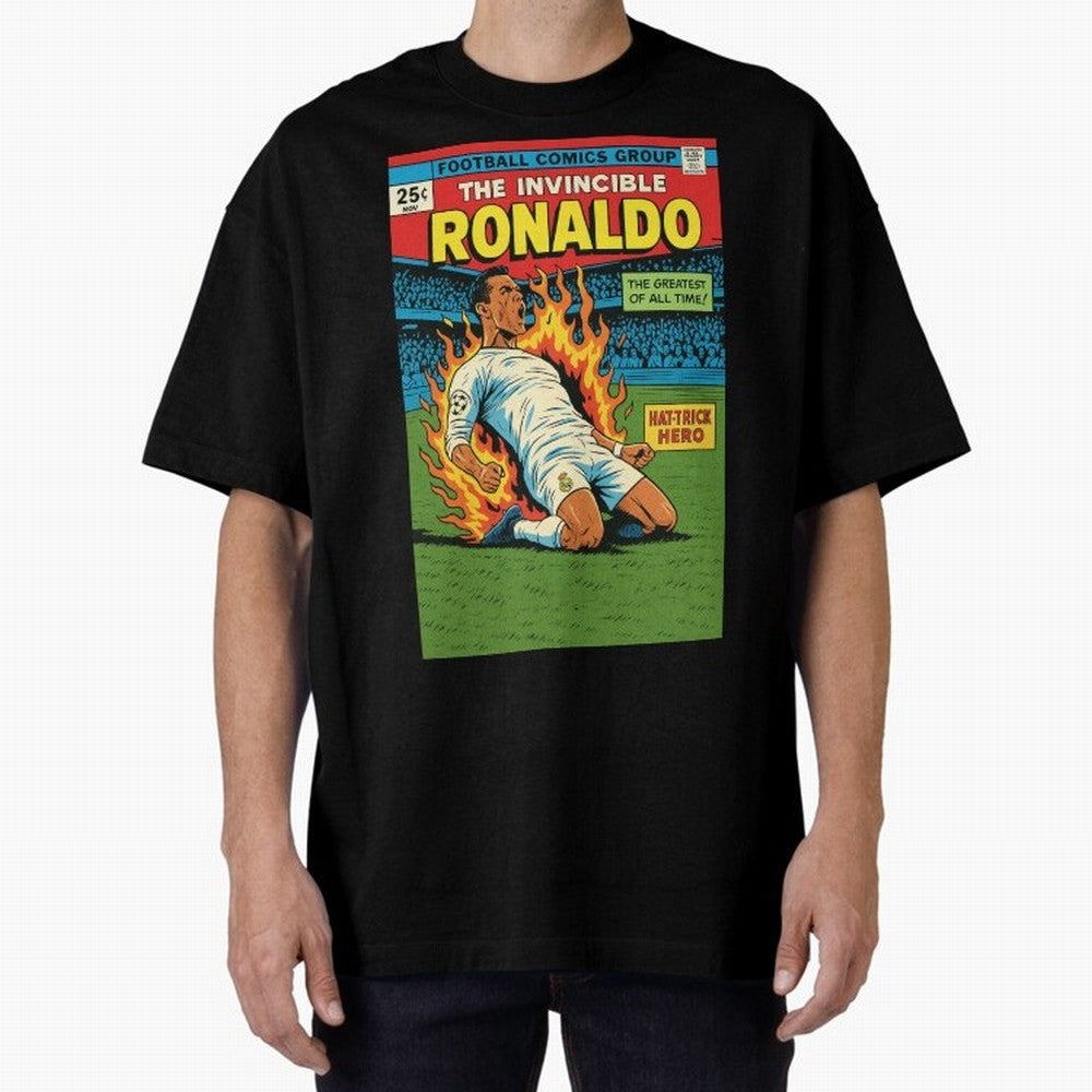 CR7 Comic Oversized T-Shirt Show Your Stadium Side during Match Day Hype around FIFA World Cup 2026, Mbappe, Brazil, Portugal and Argentina, Football Passion, Legendary Performances, Festival Vibes and Supporter Community; Ideal for Fans Who Follow
