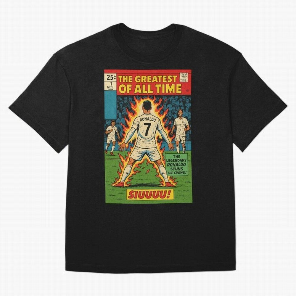 CR7 comic cover Oversized T-Shirt Celebrate Every Goal in FIFA World Cup 2026 Spirit, Driven by Argentina and Brazil, Cristiano Ronaldo, Champion Mindset, Group Stage Buzz, Knockout Tension and Passionate Fan Culture; Ideal for Football Dads,