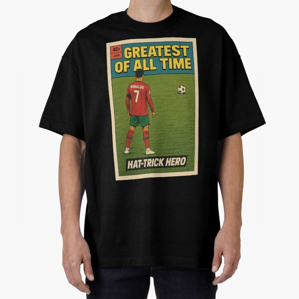 CR7 Comic Oversized T-Shirt Bring Retro Soccer Energy to FIFA World Cup 2026 Group Stage for Fans of Haaland and Mbappe and Argentina, Bringing Worldwide Fan Energy, Dramatic Goals, Stadium Lights and Championship Celebrations; Ideal for Football