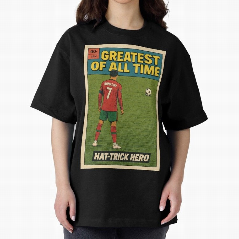 CR7 Comic Oversized T-Shirt Bring Retro Soccer Energy to FIFA World Cup 2026 Group Stage for Fans of Haaland and Mbappe and Argentina, Bringing Worldwide Fan Energy, Dramatic Goals, Stadium Lights and Championship Celebrations; Ideal for Football