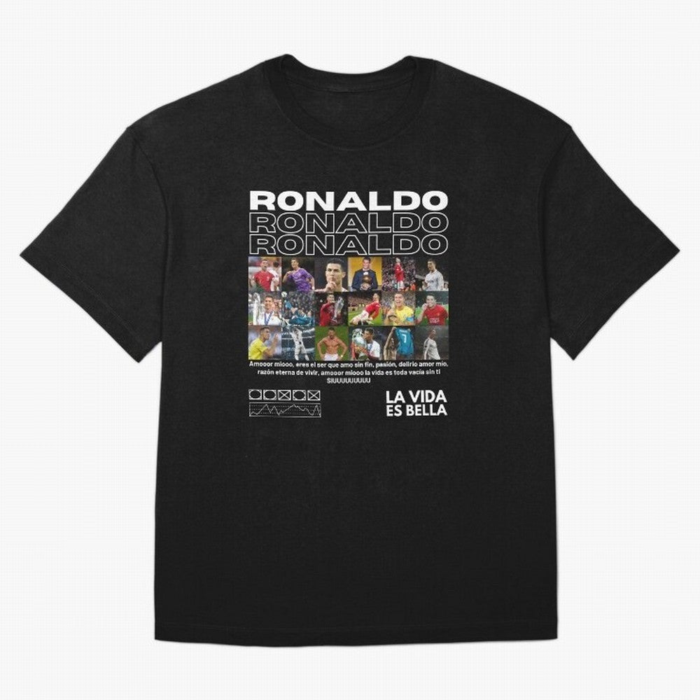 Cristiano Ronaldo CR7 Collage Oversized T-Shirt Follow the Final Road of the FIFA World Cup 2026 Group Stage Journey through Neymar Highlights, Brazil Pride, Soccer Culture, Superstar Moments, National Team Dreams and Competitive Fire; Ideal for