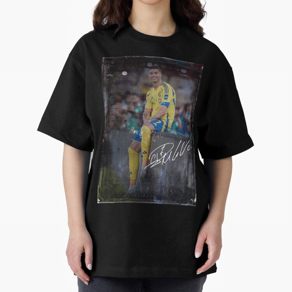 Cristiano Ronaldo Oversized T-Shirt Create FIFA World Cup 2026 Group Stage for Fans of Mbappe and Portugal, Spain and Germany, Bringing Retro Football Energy, Iconic Rivalries, Trophy Chase Drama and Stadium Atmosphere; Ideal for Passionate Fans