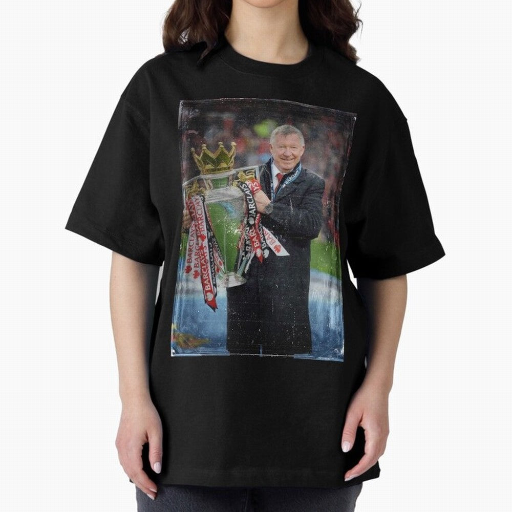 Sir Alex Ferguson Champion Oversized T-Shirt Remember the FIFA World Cup 2026 Journey through CR7 and Messi Highlights, France and Portugal Pride, Championship Spirit, Famous Goals, Roaring Crowds and International Football Unity; Perfect for Fans,