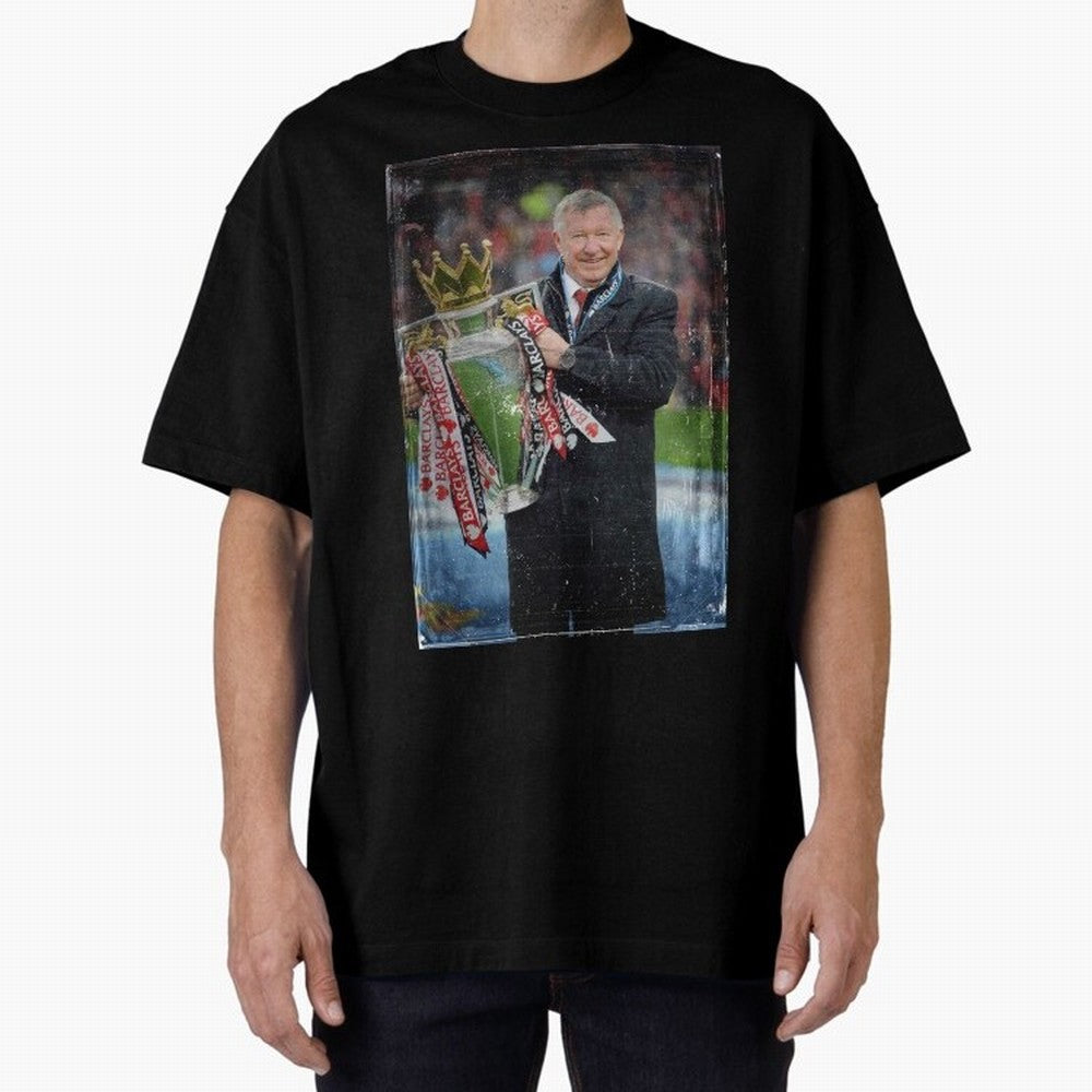 Sir Alex Ferguson Champion Oversized T-Shirt Remember the FIFA World Cup 2026 Journey through CR7 and Messi Highlights, France and Portugal Pride, Championship Spirit, Famous Goals, Roaring Crowds and International Football Unity; Perfect for Fans,