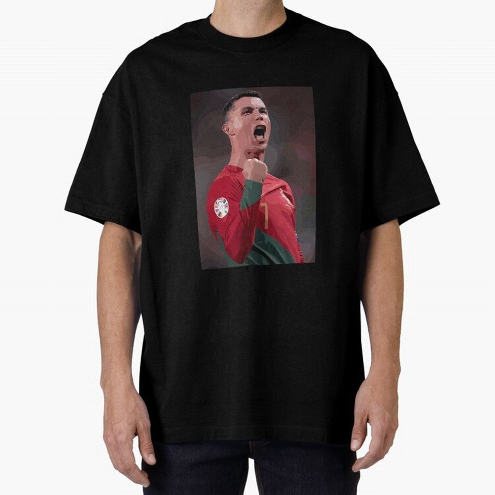 Cristiano Ronaldo Oversized T-Shirt Celebrate Soccer Greatness during Match Day Hype around FIFA World Cup 2026 USA Canada Mexico, Messi, Neymar and Mbappe, Brazil, Portugal and Argentina, Classic Soccer Heritage, Championship Pressure, Fan Loyalty