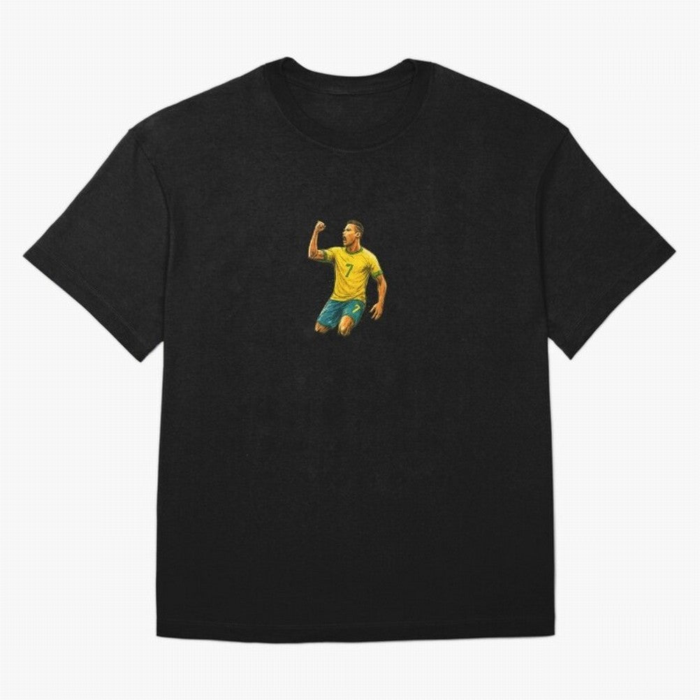 Energetic Soccer Celebration ¨C Number 7 Sketch Art Oversized T-Shirt Celebrate Rivalries and Pride in FIFA World Cup 2026 USA Canada Mexico Spirit, Featuring Brazil, CR7, Fan Favorite Moments, National Team Passion, Big Match Drama and Soccer