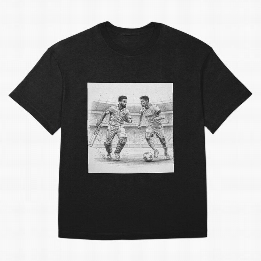 Virat Kohli and Cristiano Ronaldo Oversized T-Shirt Relive the Noise and Pride of Global Football Passion for FIFA World Cup 2026 USA Canada Mexico, Inspired by Neymar, Haaland and Cristiano Ronaldo, Argentina and Brazil, Stadium Memories, Football