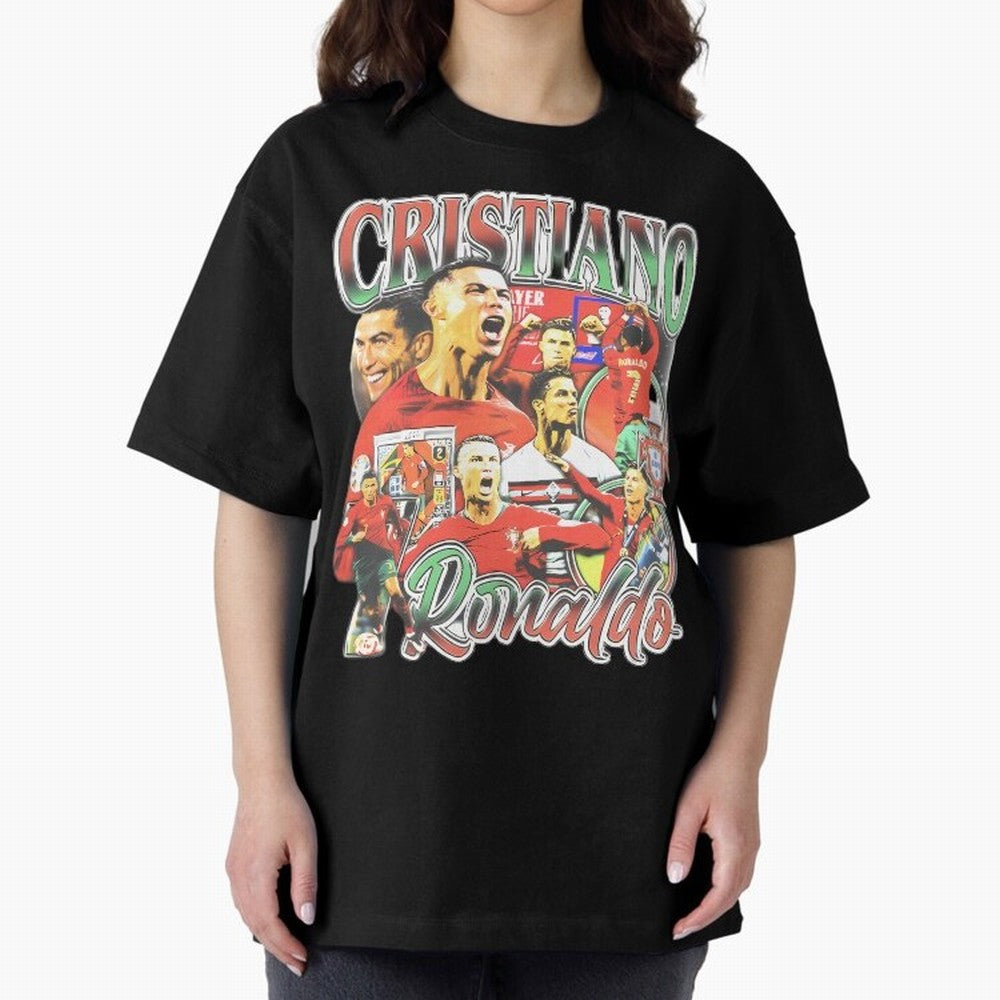 Cristiano Ronaldo Oversized T-Shirt Honor FIFA World Cup 2026 for Fans of Haaland and Portugal, Spain and Germany, Bringing Tournament Hype, Historic Matchups, Family Viewing Parties and Global Sports Pride; Great for Watch Parties, Sports Bars,