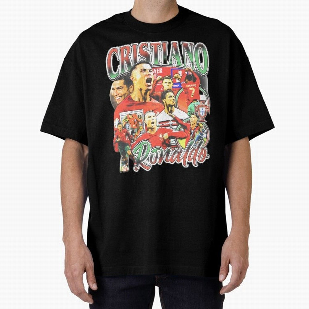 Cristiano Ronaldo Oversized T-Shirt Honor FIFA World Cup 2026 for Fans of Haaland and Portugal, Spain and Germany, Bringing Tournament Hype, Historic Matchups, Family Viewing Parties and Global Sports Pride; Great for Watch Parties, Sports Bars,