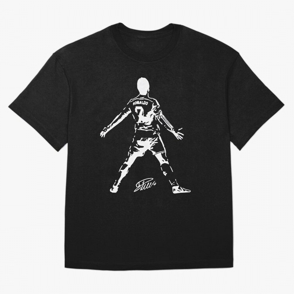 Retro Football Player Celebration Silhouette Artwork For Men And Gift For Soccer Fans Oversized T-Shirt Celebrate Supporters United by Match Day Hype around FIFA World Cup 2026 Group Stage, Messi, CR7 and Mbappe, Germany, Vintage Soccer Flavor,