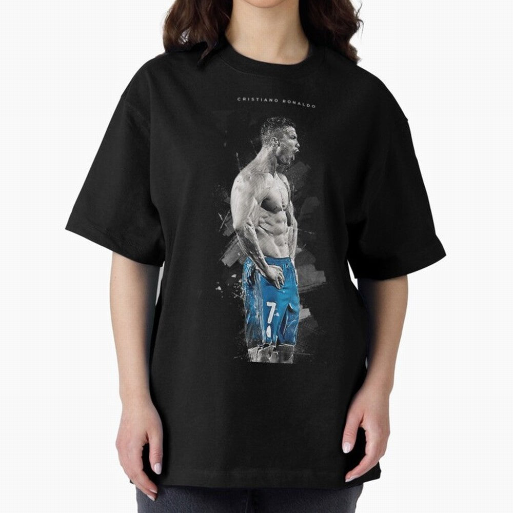Abstract Football Player Celebration Artwork For Men And Gift For Soccer Fans Oversized T-Shirt Mark FIFA World Cup 2026 Spirit, Celebrating England, France and Netherlands, Messi, CR7 and Mbappe, Goal Celebration Energy, Supporter Heritage,