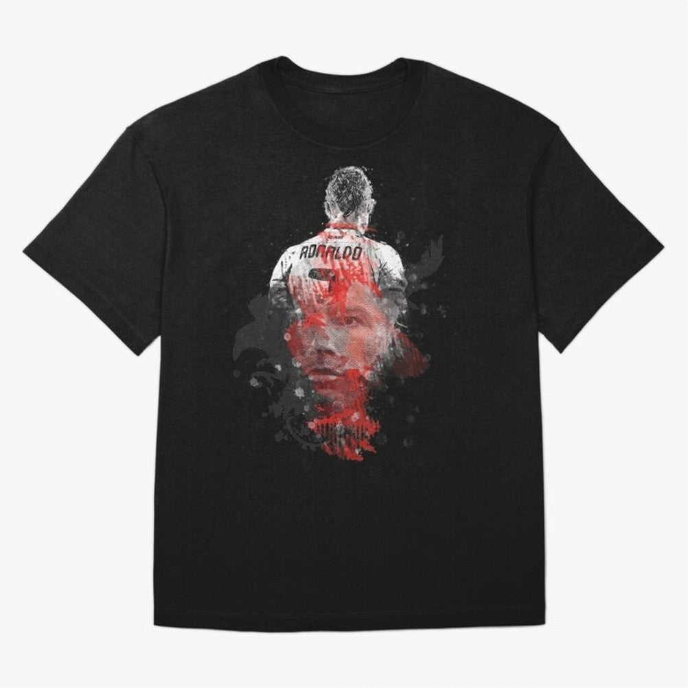 Abstract Football Player Portrait Retro Poster Art For Men, Gift For Soccer Fans Oversized T-Shirt Capture FIFA World Cup 2026 Group Stage with Haaland and Mbappe, France Energy, Championship Spirit, Famous Goals, Roaring Crowds and International