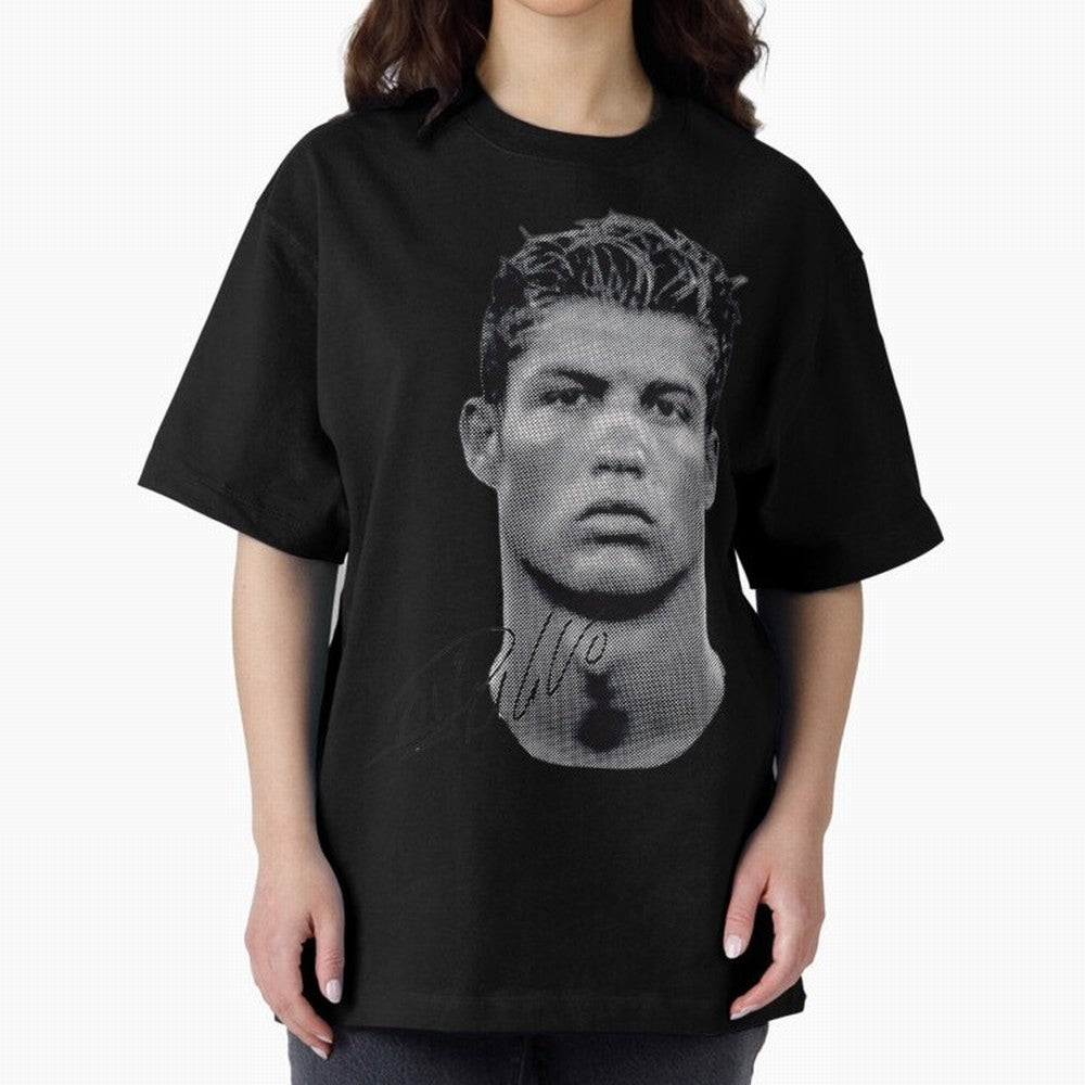 Retro Football Legend Portrait Illustration For Men And Gift For Soccer Fans Oversized T-Shirt Discover Match Day Hype around FIFA World Cup 2026 USA Canada Mexico, Messi, CR7 and Mbappe, Argentina and Brazil, Game Day Rituals, Football Legends,