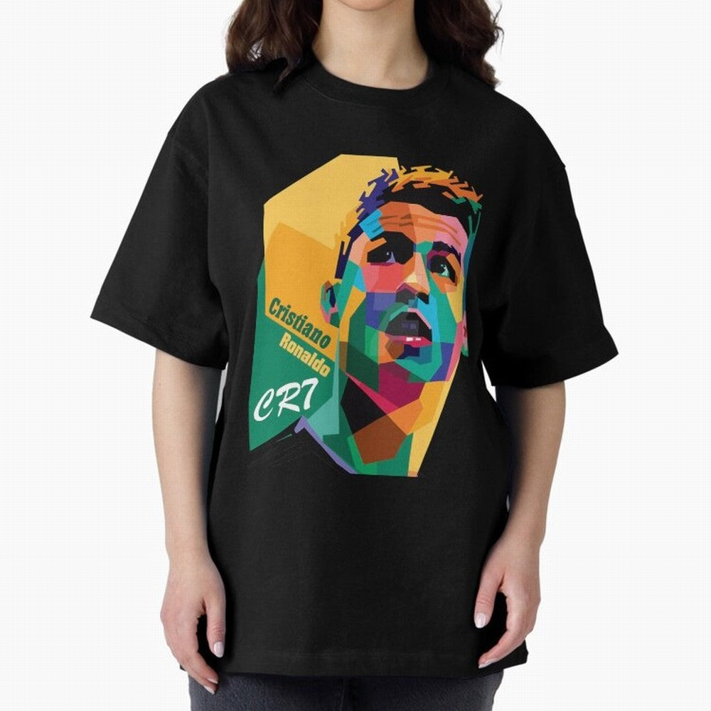 CR7 Pop Art Cristiano Ronaldo Design For Football Fans Gift For Soccer Lovers Oversized T-Shirt Celebrate National Team Dreams in the FIFA World Cup 2026 Group Stage Journey through CR7 and Messi Highlights, England and Germany Pride, Champion