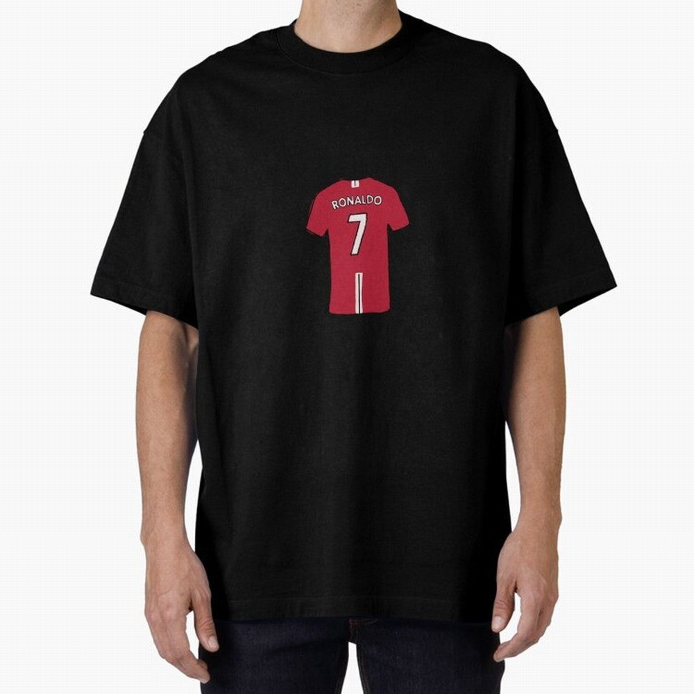 Cristiano Ronaldo Number 7 Jersey Illustration Oversized T-Shirt Celebrate Global Passion for the FIFA World Cup 2026 Group Stage Journey through CR7 and Messi Highlights, Argentina, France and Brazil Pride, Vintage Soccer Flavor, Modern Football