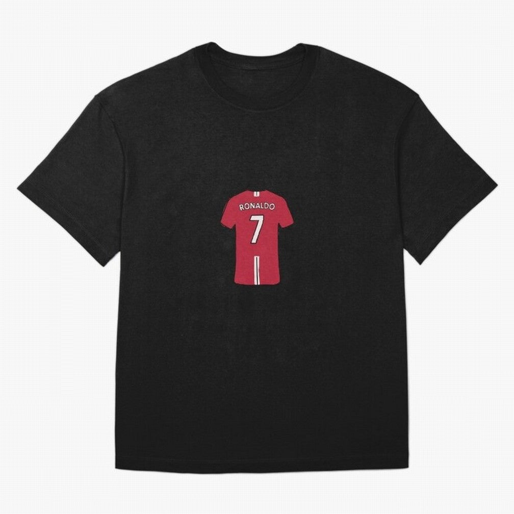Cristiano Ronaldo Number 7 Jersey Illustration Oversized T-Shirt Celebrate Global Passion for the FIFA World Cup 2026 Group Stage Journey through CR7 and Messi Highlights, Argentina, France and Brazil Pride, Vintage Soccer Flavor, Modern Football