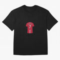 Cristiano Ronaldo Number 7 Jersey Illustration Oversized T-Shirt Celebrate Global Passion for the FIFA World Cup 2026 Group Stage Journey through CR7 and Messi Highlights, Argentina, France and Brazil Pride, Vintage Soccer Flavor, Modern Football