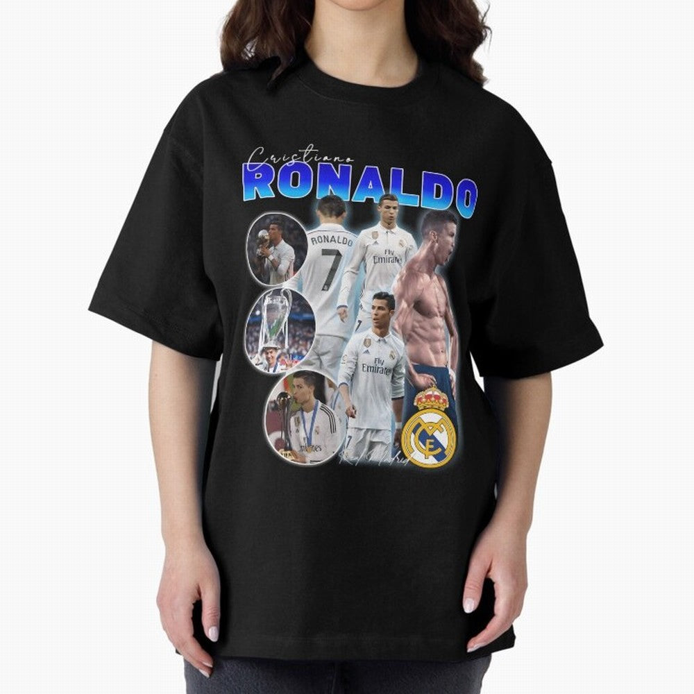 CR7 Real Madrid Poster ¨C For Football Fans and Gift For Ronaldo Supporters Oversized T-Shirt Represent the FIFA World Cup 2026 USA Canada Mexico Journey through Cristiano Ronaldo Highlights, Argentina and Brazil Pride, Goal Celebration Energy,