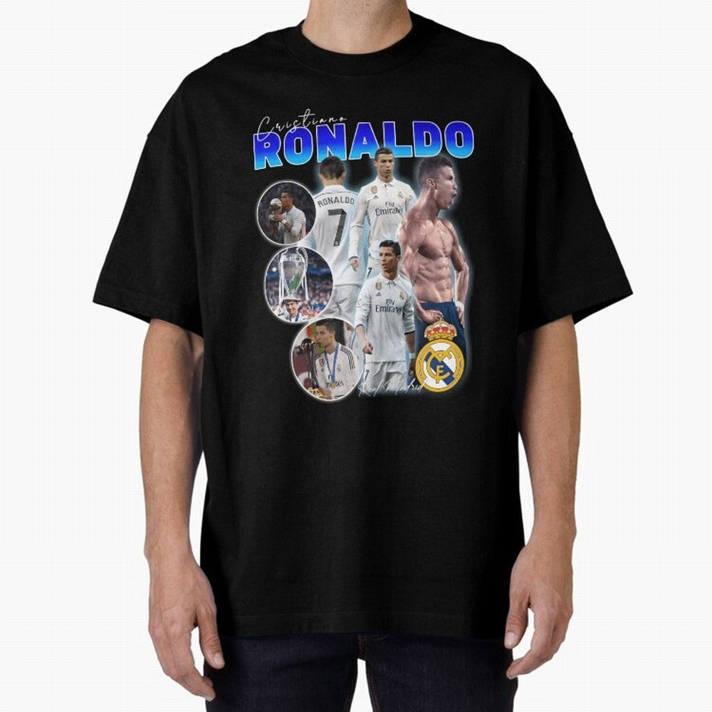 CR7 Real Madrid Poster ¨C For Football Fans and Gift For Ronaldo Supporters Oversized T-Shirt Represent the FIFA World Cup 2026 USA Canada Mexico Journey through Cristiano Ronaldo Highlights, Argentina and Brazil Pride, Goal Celebration Energy,