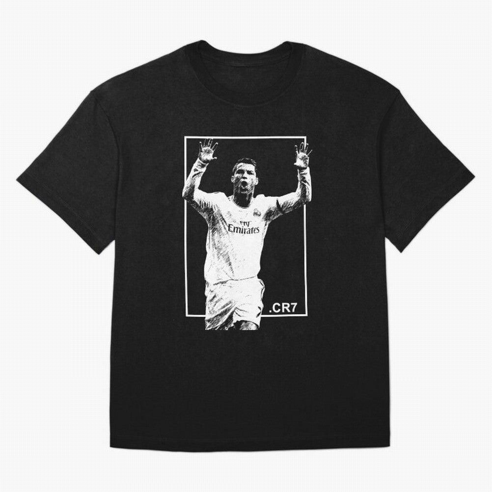 Cristiano Ronaldo CR7 in Black and White Design Oversized T-Shirt Join Supporters Worldwide for FIFA World Cup 2026 USA Canada Mexico Spirit, Built around England, Cristiano Ronaldo, Haaland and CR7, Football Festival Excitement, Trophy Ambitions,