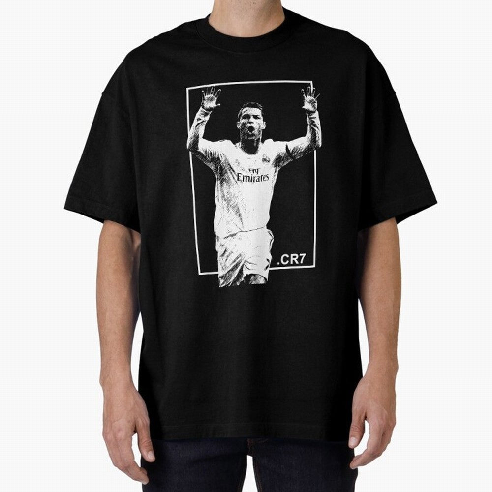 Cristiano Ronaldo CR7 in Black and White Design Oversized T-Shirt Join Supporters Worldwide for FIFA World Cup 2026 USA Canada Mexico Spirit, Built around England, Cristiano Ronaldo, Haaland and CR7, Football Festival Excitement, Trophy Ambitions,