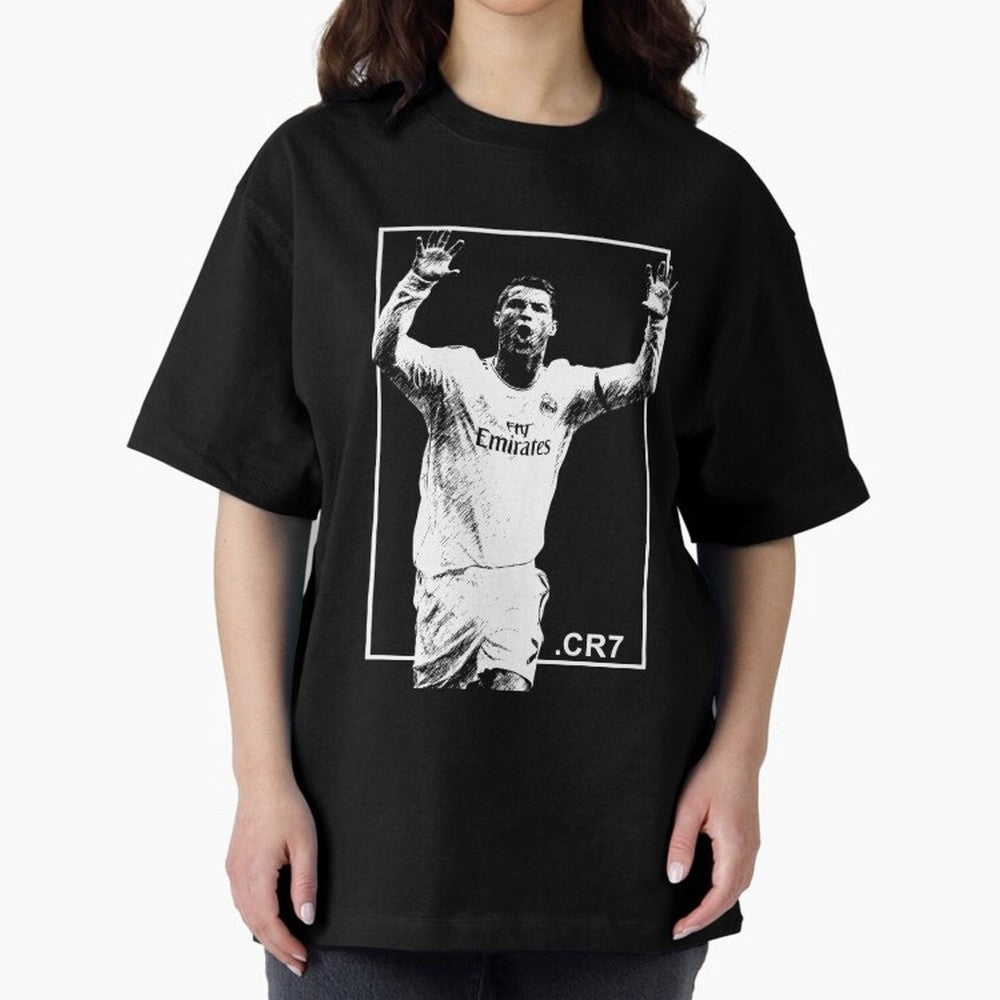Cristiano Ronaldo CR7 in Black and White Design Oversized T-Shirt Join Supporters Worldwide for FIFA World Cup 2026 USA Canada Mexico Spirit, Built around England, Cristiano Ronaldo, Haaland and CR7, Football Festival Excitement, Trophy Ambitions,