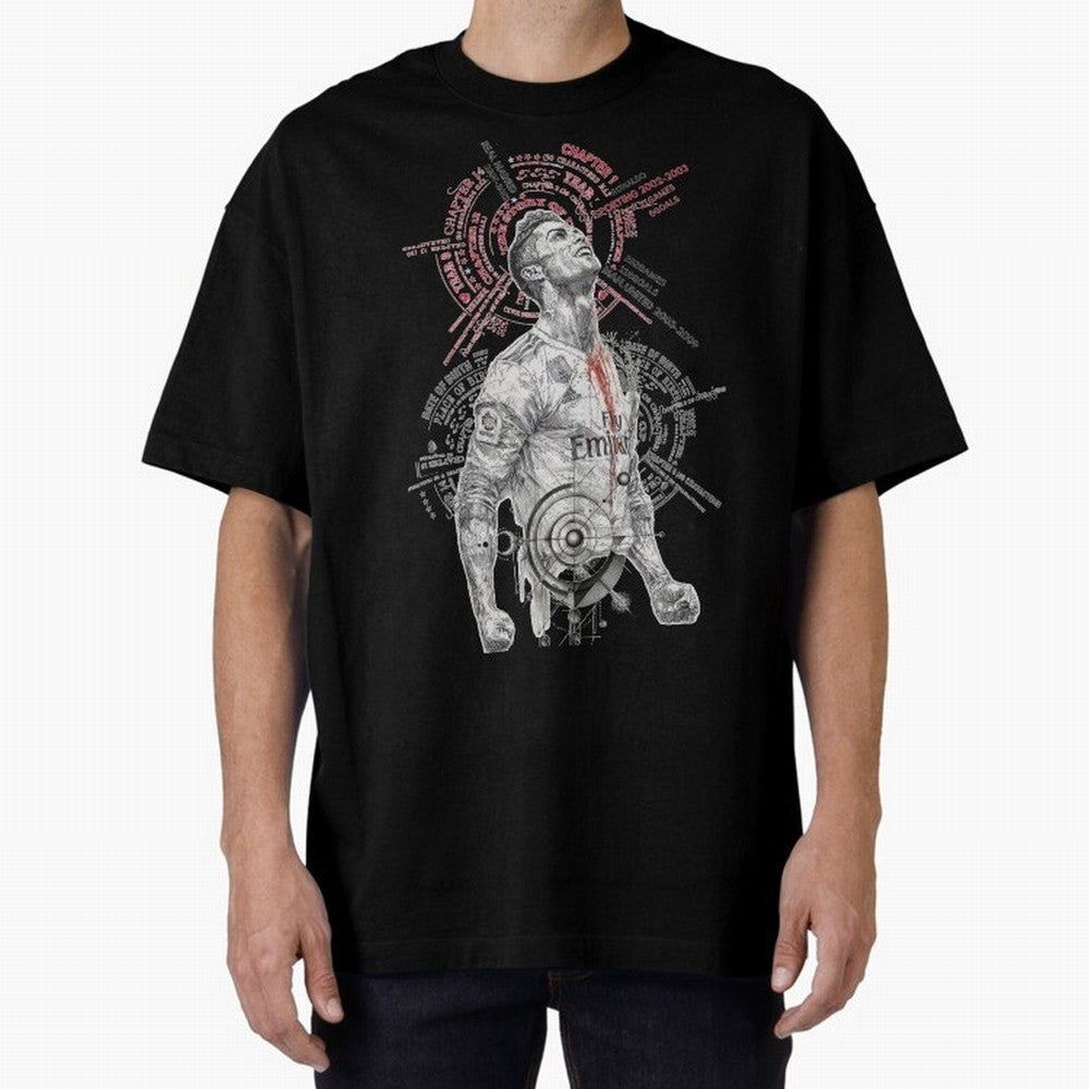 Cristiano Ronaldo Football Playmaker Oversized T-Shirt Celebrate Rivalries and Pride in FIFA World Cup 2026 Group Stage for Fans of CR7 and Messi and Portugal, Spain and Germany, Bringing Football History, Final Match Energy, Crowd Noise and Once
