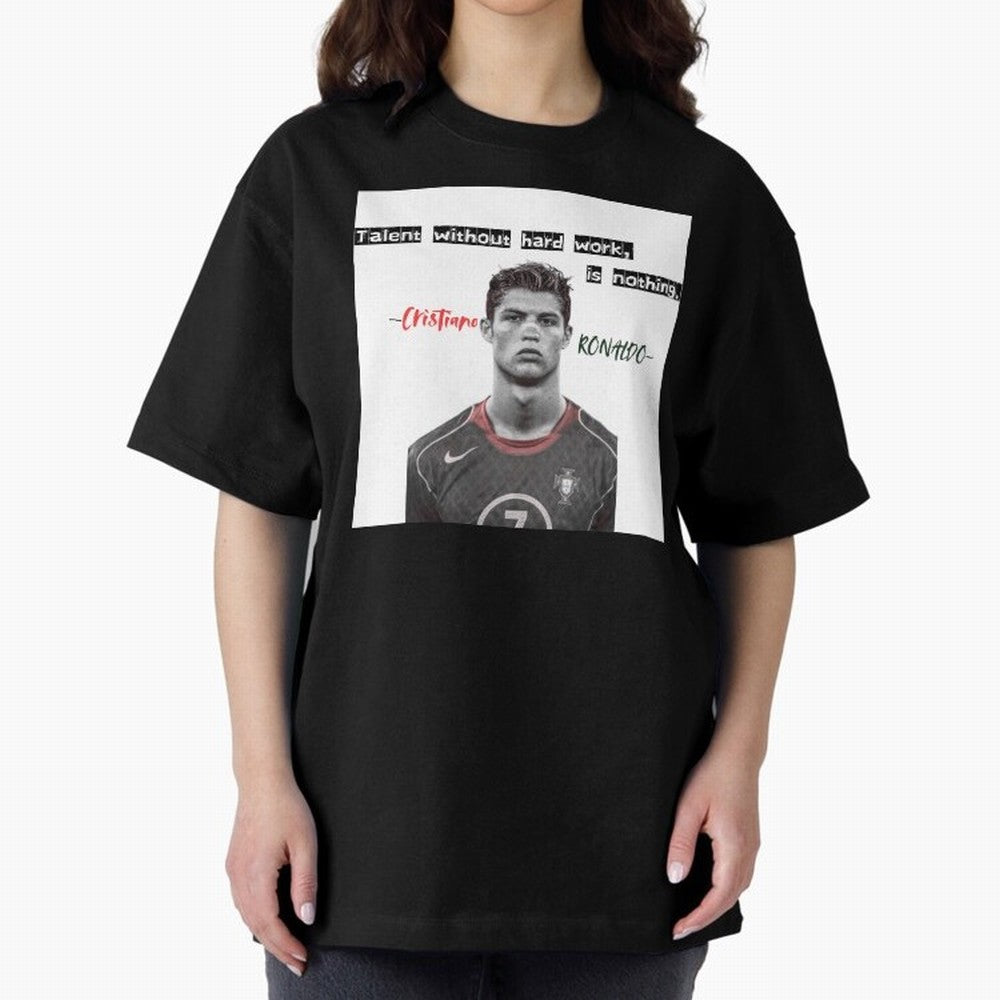 Cristiano Ronaldo - Dedication | NextLevel Motivation white Oversized T-Shirt Make Every Match About the FIFA World Cup 2026 Group Stage Journey through Messi, CR7 and Mbappe Highlights, France and Portugal Pride, Vintage Soccer Flavor, Modern