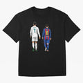 Cristiano Ronaldo & Messi vector Oversized T-Shirt Bring Champion Energy into the FIFA World Cup 2026 Journey through Messi Highlights, England and Germany Pride, Retro Football Energy, Iconic Rivalries, Trophy Chase Drama and Stadium Atmosphere;