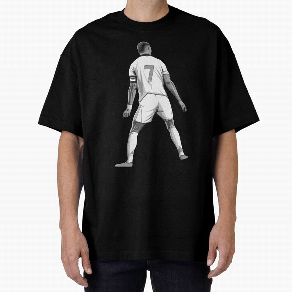 Cristiano Ronaldo Black and White Version Oversized T-Shirt Celebrate the Road through FIFA World Cup 2026 USA Canada Mexico for Fans of Haaland and Brazil, Portugal and Argentina, Bringing Global Supporter Spirit, Legendary Goals, National Colors