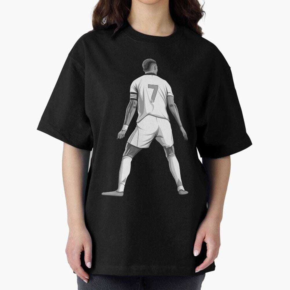 Cristiano Ronaldo Black and White Version Oversized T-Shirt Celebrate the Road through FIFA World Cup 2026 USA Canada Mexico for Fans of Haaland and Brazil, Portugal and Argentina, Bringing Global Supporter Spirit, Legendary Goals, National Colors