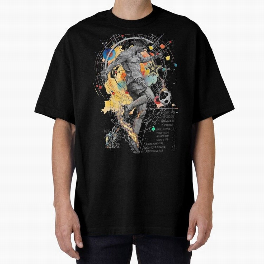 Cristiano Ronaldo Football Playmaker Oversized T-Shirt Showcase Match Day Hype around FIFA World Cup 2026, Messi and Cristiano Ronaldo, France, Vintage Soccer Flavor, Modern Football Stars, National Flags and Final Night Emotion; Perfect for People